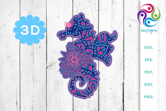 3D Layered Sea Horse Cut File for Creative Projects