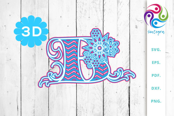 3D Multilayer Floral Chevron Letter B for Creative Projects