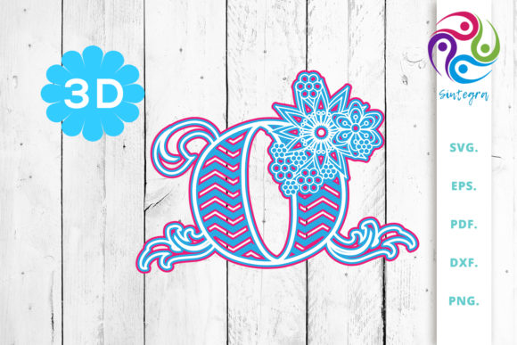 3D Multilayer Floral Chevron Letter O