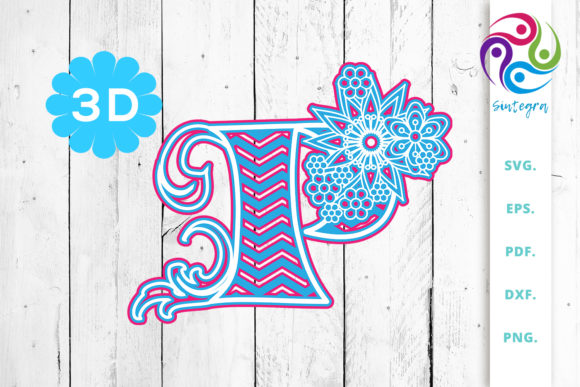3D Multilayer Floral Chevron Letter P