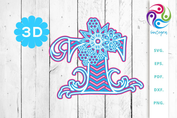 3D Multilayer Floral Chevron Letter T