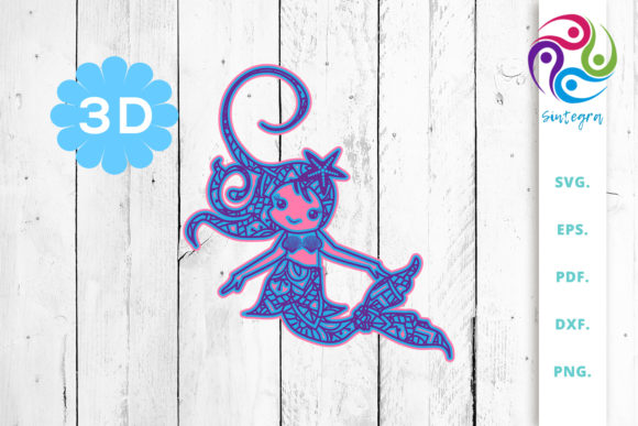3D Multilayer Mermaid Cut File 2