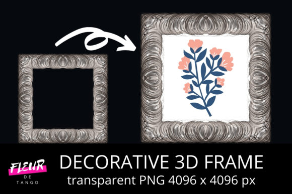 Decorative 3D Square Frame Clipart V.33: Elevate Your Designs