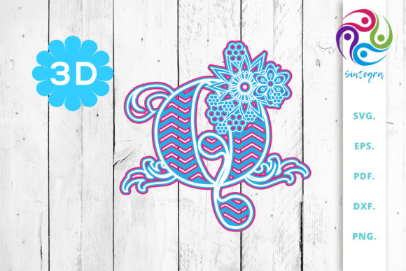 Elevating Personalized Branding with the 3D Multilayer Floral Chevron Letter Q SVG Cut File