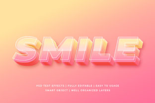 Smile Peach 3D Text Effect Mockup