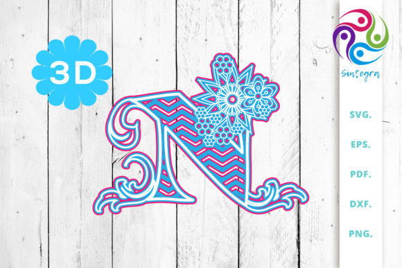 Unleash Your Creativity with the 3D Multilayer Floral Chevron Letter N SVG Cut File